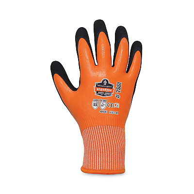 ergodyne ProFlex 7551 ANSI A5 Coated Waterproof CR Gloves, Orange, Large, Pair (EGO17674)