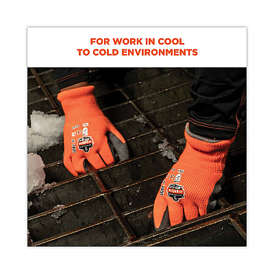 ergodyne ProFlex 7401 Coated Lightweight Winter Gloves, Orange, Medium, Pair (EGO17623)