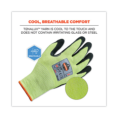 ergodyne ProFlex 7041 ANSI A4 Nitrile-Coated CR Gloves, Lime, Large, 144 Pairs (EGO17824)