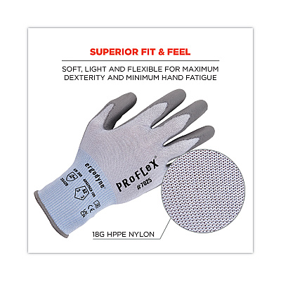 ergodyne ProFlex 7025 ANSI A2 PU Coated CR Gloves, Blue, 2X-Large, 12 Pairs/Pack (EGO10426)
