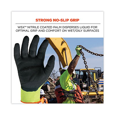 ergodyne ProFlex 7021 Hi-Vis Nitrile-Coated CR Gloves, Lime, Large, Pair (EGO17964)