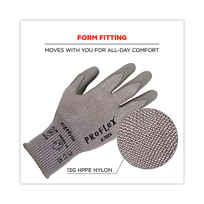 ergodyne ProFlex 7024 ANSI A2 PU Coated CR Gloves, Gray, Small, Pair (EGO10402)