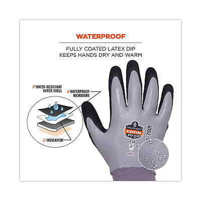 ergodyne ProFlex 7501 Coated Waterproof Winter Gloves, Gray, Large, Pair (EGO17634)