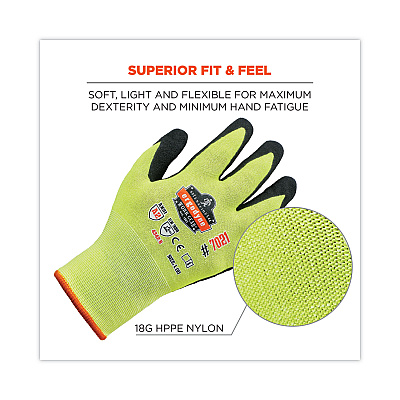 ergodyne ProFlex 7021 Hi-Vis Nitrile-Coated CR Gloves, Lime, Large, Pair (EGO17964)