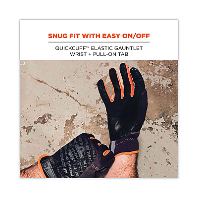 ergodyne ProFlex 815 QuickCuff Mechanics Gloves, Black, Large, Pair (EGO17204)