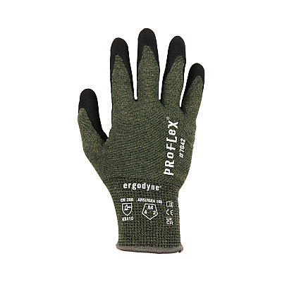 ergodyne ProFlex 7042 ANSI A4 Nitrile-Coated CR Gloves, Green, Large, 12 Pairs/Pack (EGO10334)