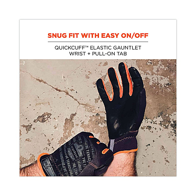 ergodyne ProFlex 815 QuickCuff Mechanics Gloves, Black, X-Large, Pair (EGO17205)