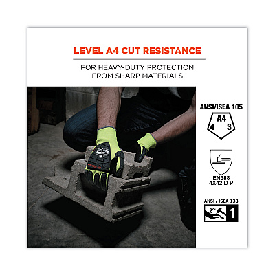 ergodyne ProFlex 7141 ANSI A4 DIR Nitrile-Coated CR Gloves, Lime, Medium, 72 Pairs/Pack (EGO17833)