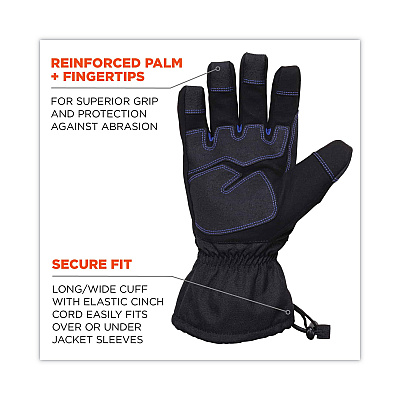ergodyne ProFlex 819WP Extreme Thermal WP Gloves, Black, Large, Pair (EGO17614)
