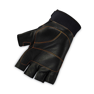 ergodyne ProFlex 901 Half-Finger Leather Impact Gloves, Black, 2X-Large, Pair (EGO17786)