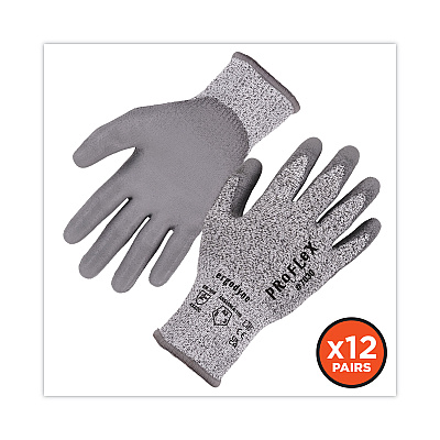 ergodyne ProFlex 7030 ANSI A3 PU Coated CR Gloves, Gray, Large, 12 Pairs/Pack (EGO10454)