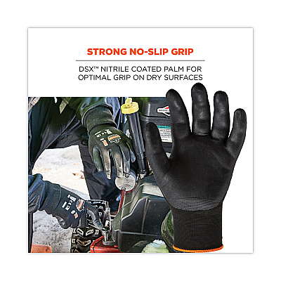 ergodyne ProFlex 7001 Nitrile-Coated Gloves, Black, Large, 144 Pairs/Pack (EGO17854)