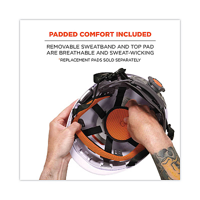 ergodyne Skullerz 8974V Class E Safety Helmet with 8991 Visor Kit, Smoke Lens, 6-Point Ratchet Suspension, White (EGO60216)