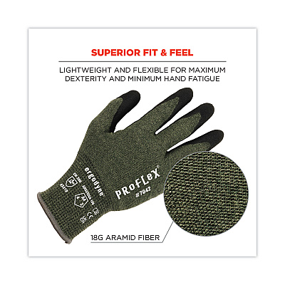 ergodyne ProFlex 7042 ANSI A4 Nitrile-Coated CR Gloves, Green, Large, 12 Pairs/Pack (EGO10334)