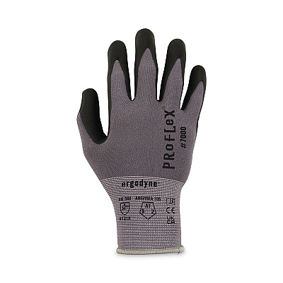 ergodyne ProFlex 7000 Nitrile-Coated Gloves Microfoam Palm, Gray, X-Large, 12 Pairs/Pack (EGO10365)
