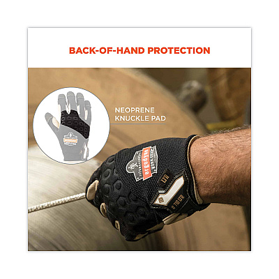 ergodyne ProFlex 710LTR Heavy-Duty Leather-Reinforced Gloves, Black, Small, Pair (EGO17142)