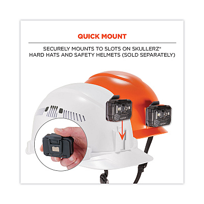 ergodyne Skullerz 8987 Rechargeable Hard Hat LED Light, 2.5 x 3 x 2, Black (EGO60197)
