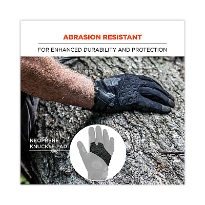 ergodyne ProFlex 710BLK Abrasion-Resistant Black Tactical Gloves, Black, Large, Pair (EGO17564)