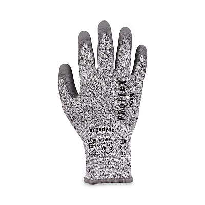 ergodyne ProFlex 7030 ANSI A3 PU Coated CR Gloves, Gray, Medium, Pair (EGO10463)