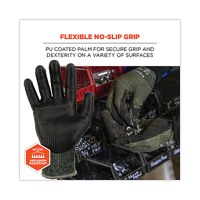 ergodyne ProFlex 7070 ANSI A7 Nitrile Coated CR Gloves, Green, Small, Pair (EGO18042)