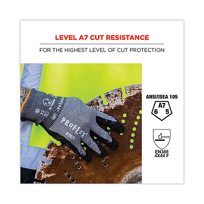 ergodyne ProFlex 7072 ANSI A7 Nitrile-Coated CR Gloves, Gray, 2X-Large, Pair (EGO10316)