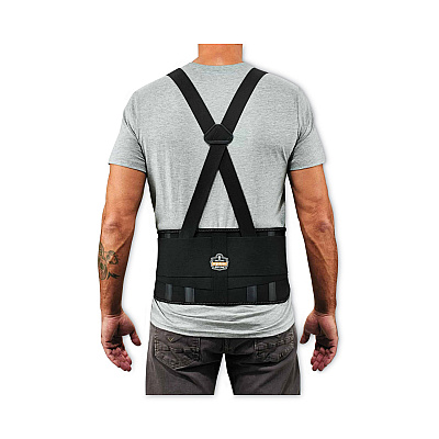 ergodyne ProFlex 1625 Elastic Back Support Brace, Large, 34" to 38" Waist, Black (EGO11114)
