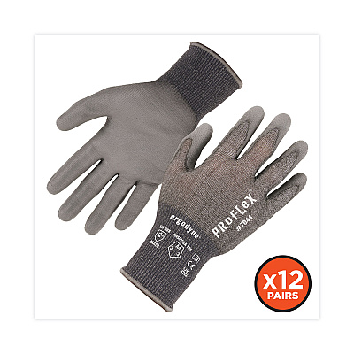 ergodyne ProFlex 7044 ANSI A4 PU Coated CR Gloves, Gray, 2X-Large, 12 Pairs/Pack (EGO10486)