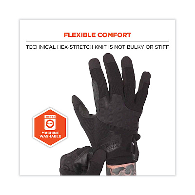 ergodyne ProFlex 710BLK Abrasion-Resistant Black Tactical Gloves, Black, Large, Pair (EGO17564)