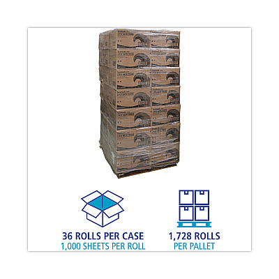 Boardwalk Green Xtra Controlled Bath Tissue, Septic Safe, 2-Ply, White, 1,000/Roll, 36 Rolls Carton, 48 Cartons/Pallet (BWK45XTRAPLT)