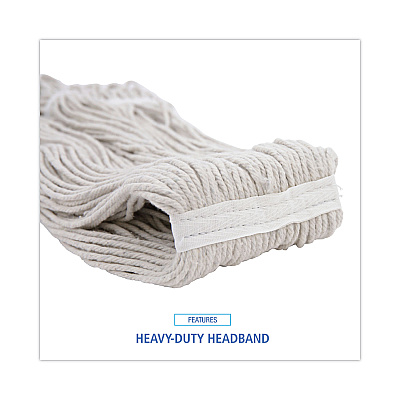 Boardwalk Premium Cut-End Wet Mop Heads, Cotton, 20oz, White, 12/Carton (BWK220CCT)