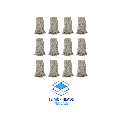 Boardwalk Premium Cut-End Wet Mop Heads, Cotton, 20oz, White, 12/Carton (BWK220CCT)