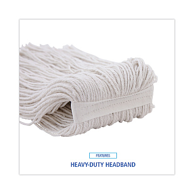 Boardwalk Premium Cut-End Wet Mop Heads, Rayon, 24oz, White, 12/Carton (BWK224RCT)