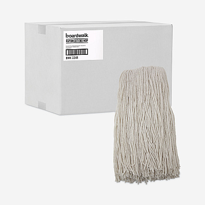 Boardwalk Premium Cut-End Wet Mop Heads, Rayon, 24oz, White, 12/Carton (BWK224RCT)