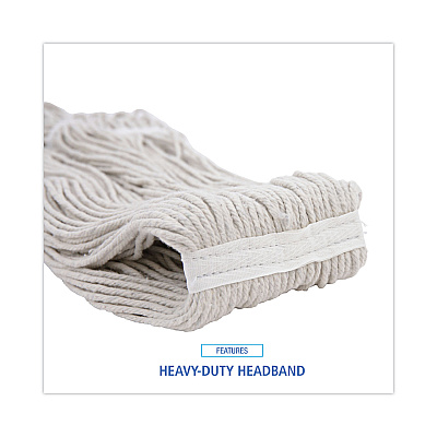 Boardwalk Mop Head, Premium Standard Head, Cotton Fiber, 32oz, White, 12/Carton (BWK232C)