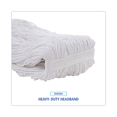 Boardwalk Mop Head, Premium Standard Head, Rayon Fiber, 32oz, White, 12/Carton (BWK232R)