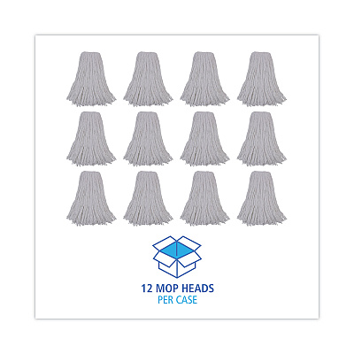 Boardwalk Mop Head, Premium Standard Head, Rayon Fiber, 32oz, White, 12/Carton (BWK232R)