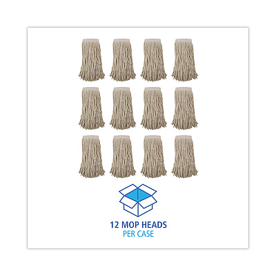 Boardwalk Mop Head, Premium Saddleback Head, Cotton Fiber, 24 oz, White, 12/Carton (BWK324C)