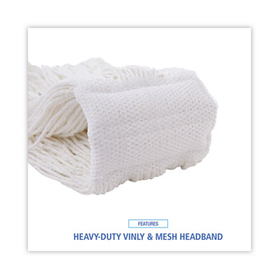 Boardwalk Mop Head, Premium Saddleback Head, Rayon Fiber, 24-Oz., White, 12/Carton (BWK324R)