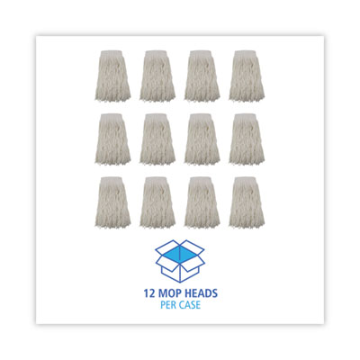 Boardwalk Mop Head, Premium Saddleback Head, Rayon Fiber, 24-Oz., White, 12/Carton (BWK324R)