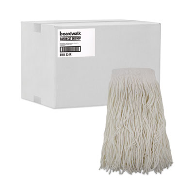 Boardwalk Mop Head, Premium Saddleback Head, Rayon Fiber, 24-Oz., White, 12/Carton (BWK324R)