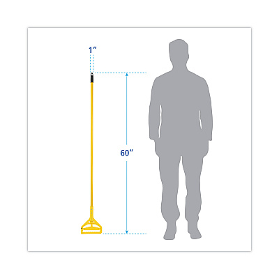 Boardwalk Looped End Mop Kit, Medium Blue Cotton/Rayon/Synthetic Head, 60" Yellow Metal/Polypropylene Handle (BWK400MBC)