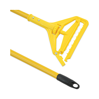 Boardwalk Looped End Mop Kit, Medium Blue Cotton/Rayon/Synthetic Head, 60" Yellow Metal/Polypropylene Handle (BWK400MBC)