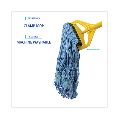 Boardwalk Mop Head, Premium Standard Head, Cotton/Rayon Fiber, Medium, Blue, 12/Carton (BWK402BL)