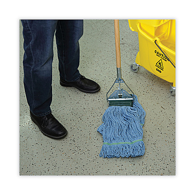 Boardwalk Mop Head, Premium Standard Head, Cotton/Rayon Fiber, Medium, Blue, 12/Carton (BWK402BL)