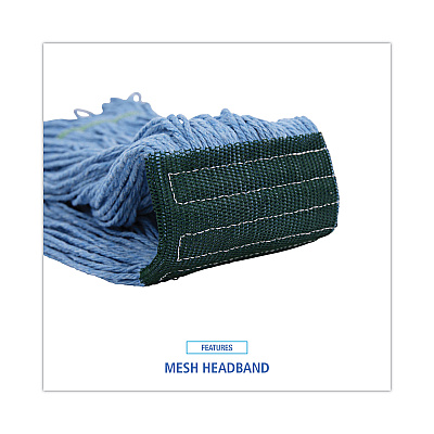 Boardwalk Mop Head, Premium Standard Head, Cotton/Rayon Fiber, Medium, Blue, 12/Carton (BWK402BL)