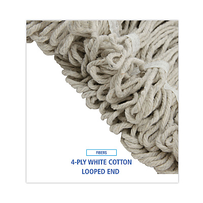 Boardwalk Pro Loop Web/Tailband Wet Mop Head, Cotton, 24oz, White, 12/Carton (BWK424CCT)
