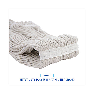 Boardwalk Pro Loop Web/Tailband Wet Mop Head, Cotton, 24oz, White, 12/Carton (BWK424CCT)