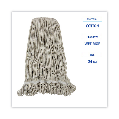Boardwalk Pro Loop Web/Tailband Wet Mop Head, Cotton, 24oz, White (BWK424CEA)