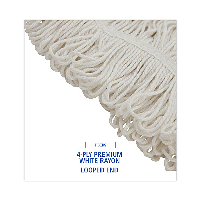 Boardwalk Pro Loop Web/Tailband Wet Mop Head, Rayon, 24oz, White, 12/Carton (BWK424RCT)