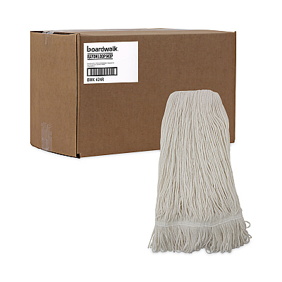 Boardwalk Pro Loop Web/Tailband Wet Mop Head, Rayon, 24oz, White, 12/Carton (BWK424RCT)